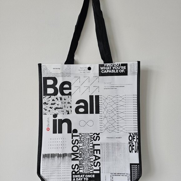 4 x New LULULEMON White BE ALL IN Reusable Shopping Bags Large - Picture 2 of 6